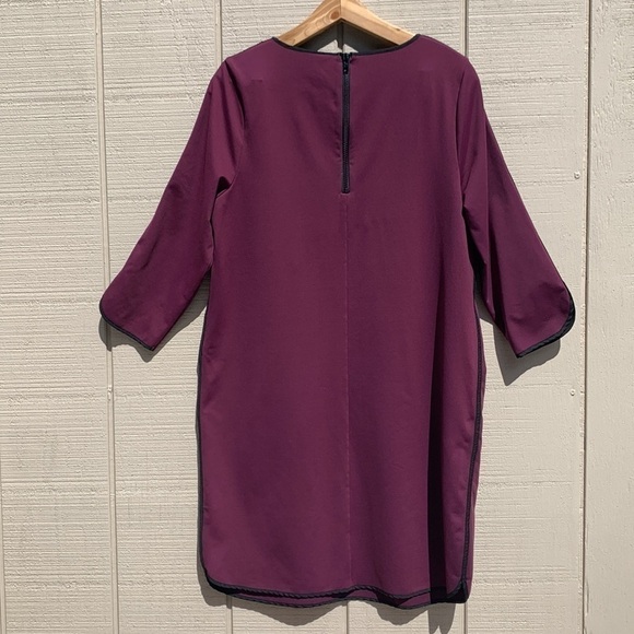 CYNTHIA ROWLEY 3/4 Sleeve Dress - Boysenberry with Black Trim - Picture 6 of 16